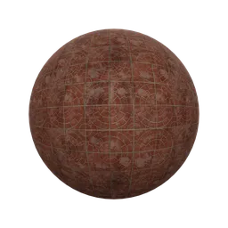 High-quality PBR clay tile texture with circular patterns, realistic scratches and dirt for 3D modeling in Blender.