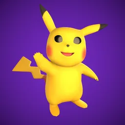 3D Pikachu model in T-pose, optimized for Blender animation and rendering.