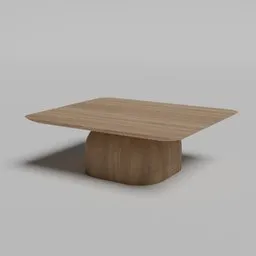 3D-rendered wooden table with harmonious base and tabletop design, compatible with Blender 3D modeling software.