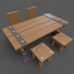 Stylized Wooden Table and Chair