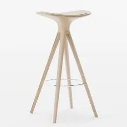 Elegant 3D model of a high-legged wooden stool with leather seating optimized for Blender renderings.