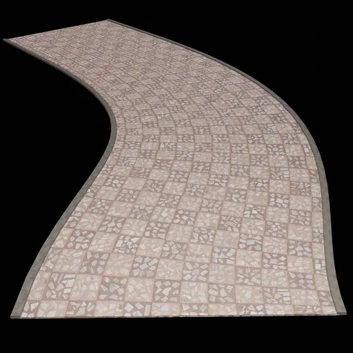Curved, shapeable sidewalk 3D model with detailed textures designed for Blender 4 exteriors.