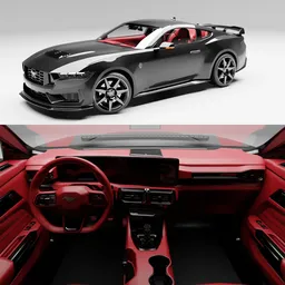 (Rigged)Ford Mustang+Interior