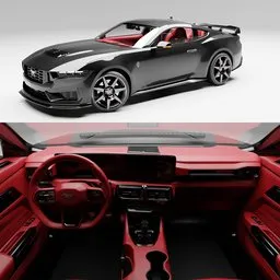 (Rigged)Ford Mustang+Interior