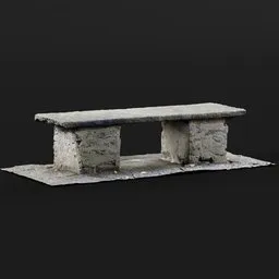 High-detail 3D model of a weathered stone bench, suitable for Blender rendering and architectural visualization.