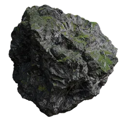 High-quality PBR mossy rock texture for 3D modeling, perfect for Blender and other 3D applications.