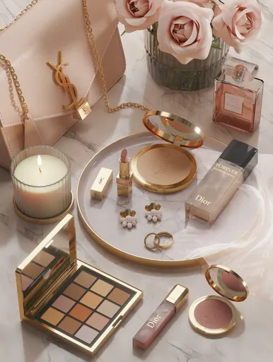 Golden Glam Beauty Scene