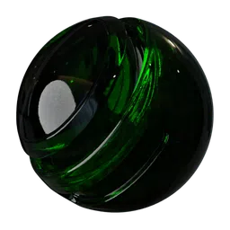 Realistic green glass PBR material suitable for 3D models, optimized for Blender with subtle surface imperfections.