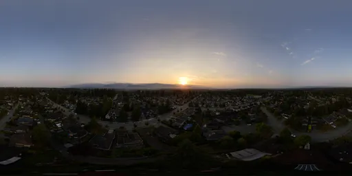 Aerial Sunrise over City