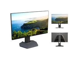 Realistic Dell monitor 3D model with front, angled, and back views, perfect for Blender 3D projects.