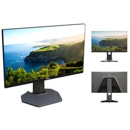Realistic Dell monitor 3D model with front, angled, and back views, perfect for Blender 3D projects.