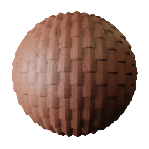 High-resolution old clay roof tile PBR material for 3D applications like Blender, showing aged, weathered texture.