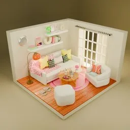 Stylized Cozy Living Room Interior