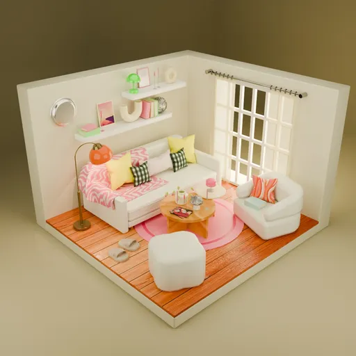 Stylized Cozy Living Room Interior
