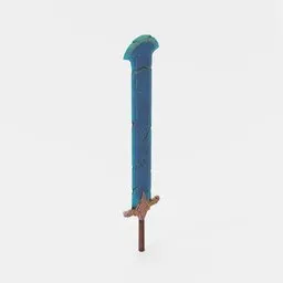 Fantasy Blender 3D model of a vibrant, hand-painted stone sword with textured details for game design.