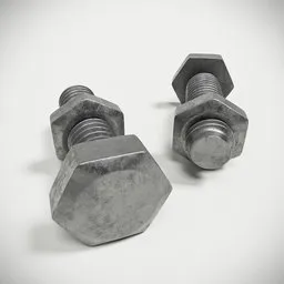 "Hyper realistic 3D model of a hex screw with nut, optimized for agricultural use. Created using Blender 3D software and features open UV and textures in 4k resolution. Rendered to resolute perfection, this model is a must-have for any metalworks and engineering enthusiasts."