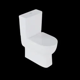 High-quality PBR 3D model of a modern ceramic toilet for Blender rendering, isolated on a black background.