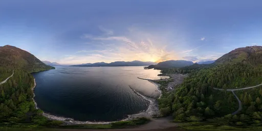 Mountain Lake Twilight Sky Aerial