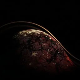 Red Planet Closeup with rings, 16k