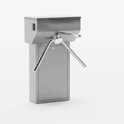 High-detail Blender 3D model of an access control turnstile with realistic textures and materials, isolated on a white background.