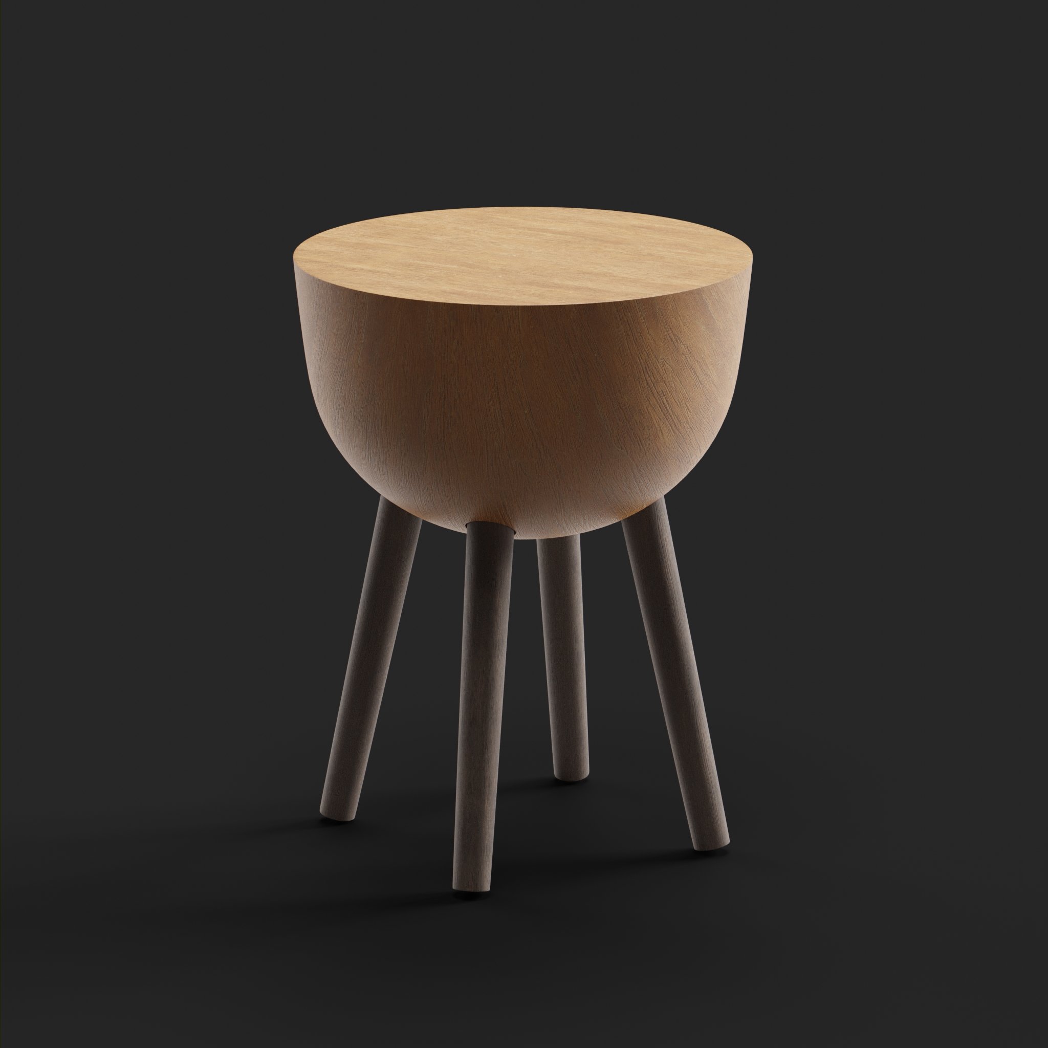Wood Circle Stool | FREE Sitting Chairs models | BlenderKit