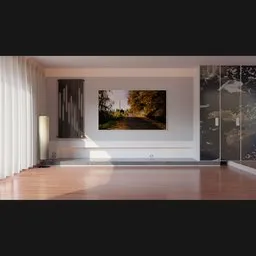 3D-rendered minimalist living room with natural light for Blender artists.