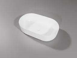 High-quality 3D model of geometric countertop washbasin for Blender, featuring oblong shape with rounded sides and clear edges.