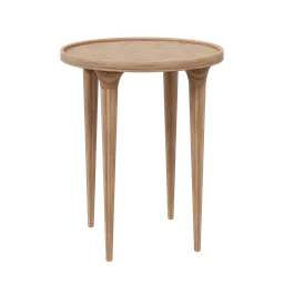 Detailed 3D render of a modern walnut side table with elegant legs, compatible with Blender.