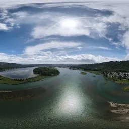 Aerial River Cloudy Sky Day