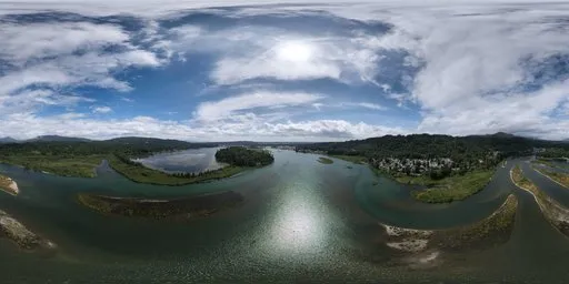Aerial River Cloudy Sky Day