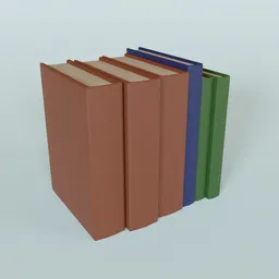 Detailed 3D model showcasing a variety of colored books, ideal for Blender 3D rendering and scene decoration.