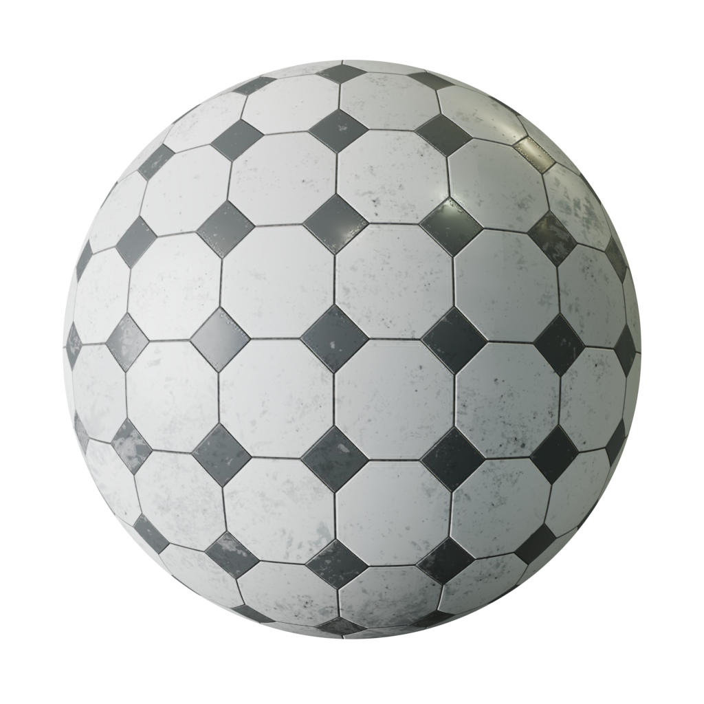 Oldfashioned Black and White FREE 3D tiles materials BlenderKit