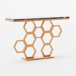 "Premium quality Honeycomb Motif Copper Metal Console 3D model for Blender 3D. Perfect addition for living rooms, bedrooms, offices, and hotels. Water splash proof and easy to clean with a beautiful matte subtle effect."