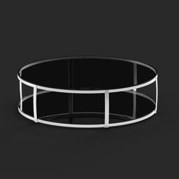 "Double Glass Round Table: A minimalist yet elegant 3D model for Blender 3D. This table features a steel choker, hyperrealistic design, and a simplistic armor style. Perfect for adding a touch of sophistication to your 3D projects."