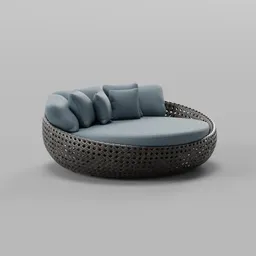 Round Wicker Daybed with Cushions
