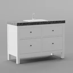 "Upgrade your bathroom with our 3D model of a modern bathroom vanity. Featuring realistic textures and fine details, this furniture set includes a marble top, cabinet, and wood furnishings. Compatible with Blender 3D software and ready to enhance your bathroom design."