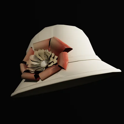 Ivory Fabric Flower Hat
