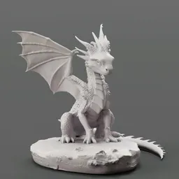 White Dragon on Rock