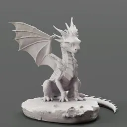 White Dragon on Rock