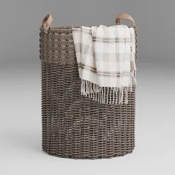 Wicker Laundry Basket with Blanket