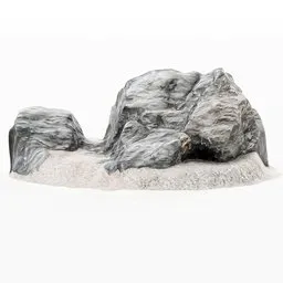 "Rock Beach #7 - PBR Textured 3D Model for Blender 3D. Highly detailed photo-scan of a beach rock featuring a realistic ambient environment, gray wasteland and reef elements. Perfect for landscape design."