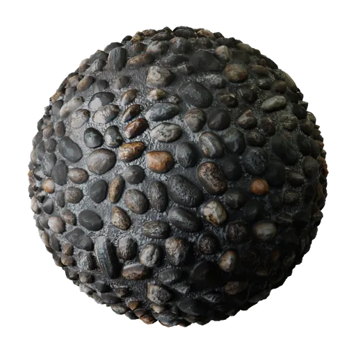 High-resolution PBR Cobble Stone material texture for Blender 3D suitable for realistic architectural visualization.