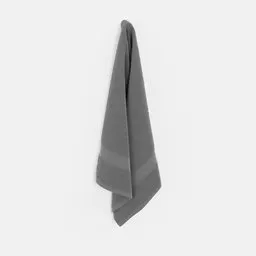 Realistic grey hanging towel 3D model for Blender, optimized for bathroom and interior renderings.