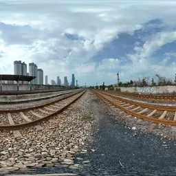 Train station railwall clouds