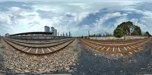 Train station railwall clouds