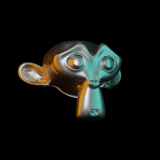 Vibrant 3D model with orange and cyan lighting effects, showcasing artful shadows and highlights for creative projects.