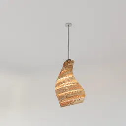 "Cardboard Light Fixture Curvy - a detailed 3D model of a pendant ceiling light with a bamboo wood texture and cinnamon skin color. Perfect for modern, classic or antique settings. DIY and check out the full set on the user's profile. Created using Blender 3D software."