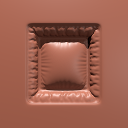 3D square brush for sculpting padded surface effects on models, compatible with Blender.