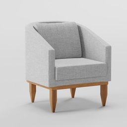 "Agatha armchair 3D model for Blender 3D: wooden frame and gray seat, inspired by Lars Jonson Haukaness. Trending in furniture category and perfect for adding plush furnishings to your scene."