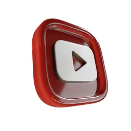 Detailed 3D rendering of a glossy play button, ideal for motion graphics projects.